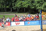 Deutsch: Beachhandball Europameisterschaften 2019 (Beach handball Euro); Tag 1: 2. Juli 2019 – Männer, Vorrunde Gruppe A, Deutschland-Norwegen 2:0 (22:14, 22:20) English: Beach handball Euro; Day 1: 2 July 2019 – Men Preliminary Round Group A – Germany-Norway 2:0 (22:14, 22:20)