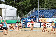 Deutsch: Beachhandball Europameisterschaften 2019 (Beach handball Euro); Tag 2: 3. Juli 2019 – Frauen, Vorrunde Gruppe D, Ukraine-Deutschland 2:0 (23:22, 32:24) English: Beach handball Euro; Day 2: 3 July 2019 – Women Preliminary Round Group D – Ukraine-Germany 2:0 (23:22, 32:24)