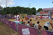 Deutsch: Beachhandball bei den Olympischen Jugendspielen 2018; Tag 7, 13. Oktober 2018; Jungen, Finale – Portugal-Spanien 1:2 English: Beach handball at the 2018 Summer Youth Olympics at 13 October 2018 – Boys Gold Medal Match – Portugal-Spain 1:2