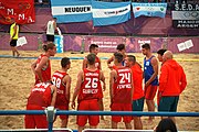 Deutsch: Beachhandball bei den Olympischen Jugendspielen 2018; Tag 5, 10. November 2018; Jungen, Hauptrunde - Ungarn-Portugal 0:2 English: Beach handball at the 2018 Summer Youth Olympics at 11 October 2018 – Boys Main Round – Hungary-Portugal 0:2