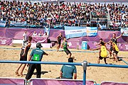 Deutsch: Beachhandball bei den Olympischen Jugendspielen 2018; Tag 3, 9. Oktober 2018; Jungs, Vorrunde, Gruppe A - Ungarn-Thailand 2:1 English: Beach handball at the 2018 Summer Youth Olympics at 9 October 2018 – Girls Preliminary Round Group A‎ – Hungary-Thailand 2:1