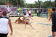 Deutsch: Beachhandball bei den Olympischen Jugendspielen 2018; Tag 5, 10. November 2018; Mädchen, Hauptrunde - Chinese Taipei (Taiwan)-Paraguay 2:0 English: Beach handball at the 2018 Summer Youth Olympics at 11 October 2018 – Girls Main Round – Chinese Taipei (Taiwan)-Paraguay 2:0