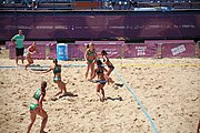 Deutsch: Beachhandball bei den Olympischen Jugendspielen 2018; Tag 4, 10. Oktober 2018; Mädchen, Vorrunde, Gruppe A - Ungarn-Chinese Taipei (Taiwan) 2:0 English: Beach handball at the 2018 Summer Youth Olympics at 10 October 2018 – Girls Preliminary Round Group A‎ – Hungary-Chinese Taipei 2:0