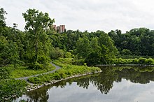 Eastern part of Beebe Lake, with Bradfield Hall visible in the background Beebe Lake Cornell July 2015 004.jpg