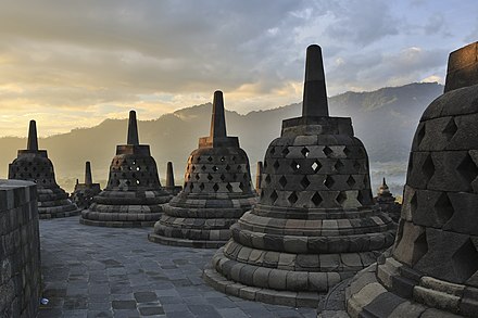 Stupas of the Borobudur temple, Indonesia.