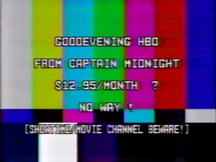 MacDougall's message as seen by HBO viewers, behind the SMPTE color bars.