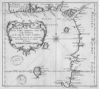 Vello mapa francés do golfo de Guinea.