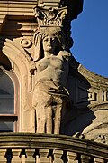 Caryatid (right), pediment over two left bays, Princes Street façade