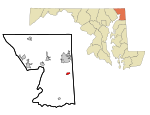 Cecil County Maryland Incorporated and Unincorporated areas Chesapeake City Highlighted.svg