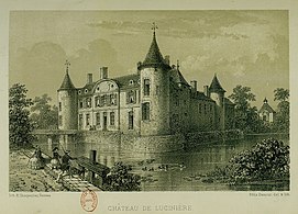 Vue sud-ouest du château, représentée par Félix Benoist.
