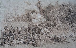 The 125th Pennsylvania fights along the XII Corps, 2nd Division, trench line on May 3, 1863 Chanc PA Troops.jpg