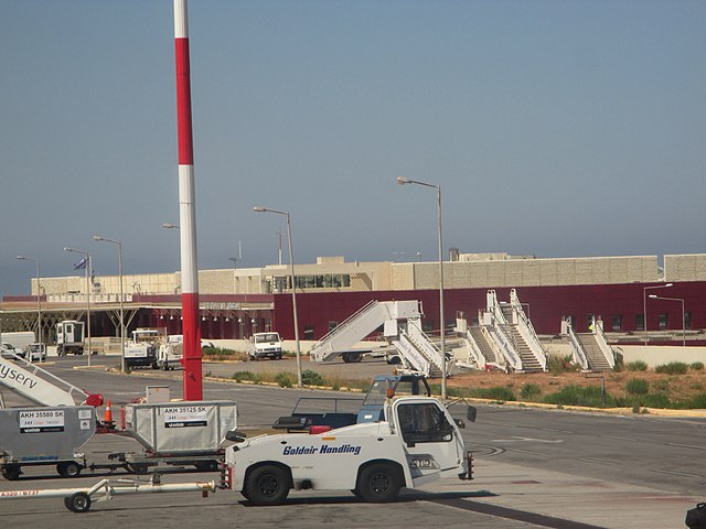Chania International airport terminal building and ground-equipment in 2019. Credit: Marius Vassnes