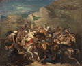 Batalla de cavallers àrabs al voltant d'una bandera, 1854, oli sobre taula, 54 x 64 cm, Dallas Museum of Art