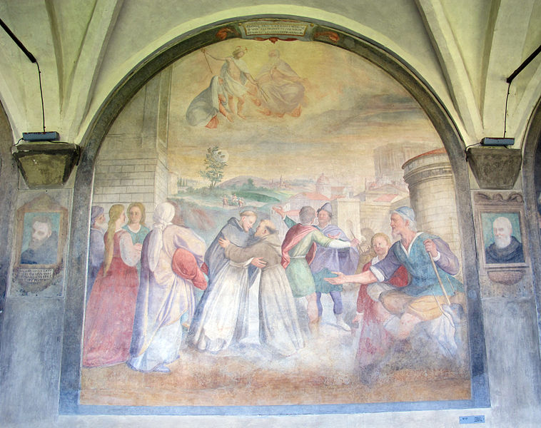 File:Chiostro grande di smn, lato ovest 09 santi di tito, incontro tra s. domenico e s. francesco, 1581-84.JPG