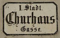 Richtige Fraktur-„s“-Schreibung wäre „Churhaus Gaſſe“; Randfarbe falsch