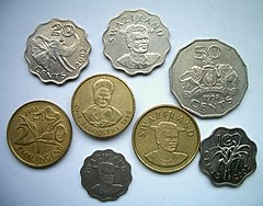 Kovanice esvatinijskog centa i jednog lilangena.