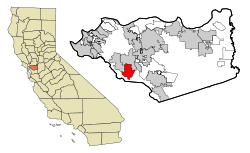 Contra Costa County California Incorporated and Unincorporated areas Moraga Highlighted.svg