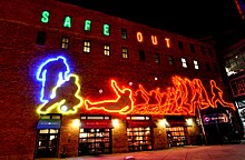 Extended exposure of neon lights on the northeast corner above the Blue Moon Brewery. Coors Field Lights, Denver Colorado.JPG