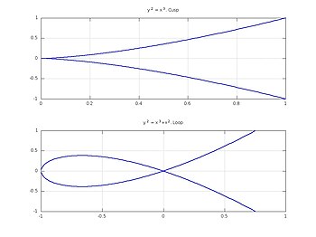 Šiljak i čvorna točka česte su kod algebarskih krivulja.