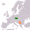 نقشهٔ موقعیت جمهوری چک و صربستان.