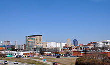 Downtown Durham, the second-largest city in the area Downtown Durham.jpg