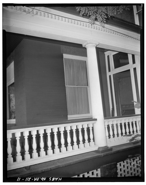 File:EXTERIOR, FRONT PORCH, DETAIL OF COLUMNS AND BALUSTRADE - Arbuckle House, 140 East Fifth Street, Erie, Erie County, PA HABS PA,25-ERI,10-11.tif
