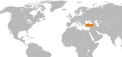 Map indicating locations of El Salvador and Turkey