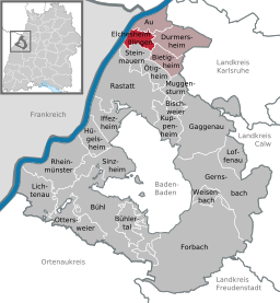 Läget för Elchesheim-Illingen i Landkreis Rastatt