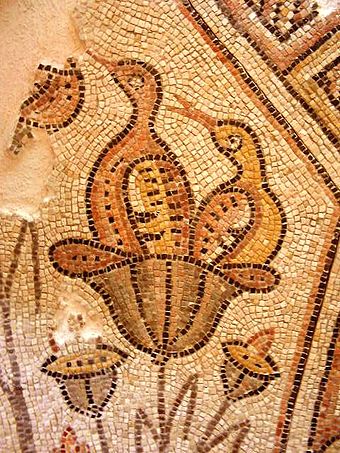 Detail of the mosaic floor from the church of Emmaus Nicopolis