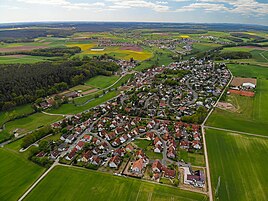 Falkendorf from the east aerial view (2020)