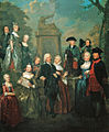 Theodorus Bisdom en Maria van Harthals met hun tien kinderen in 1757 door Jan Stolker