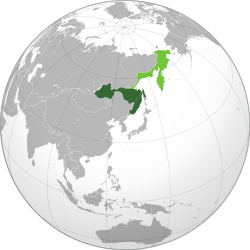远东共和国：1920年的最大范围（绿色） 1920年至1922年的范围（深绿色）