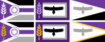 Final three and alternative designs for the flag. Final Three and Alternative Flag Designs for Milford, Nebraska.png