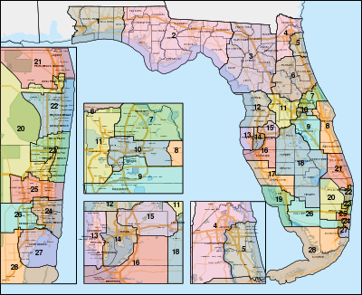 Florida's congressional districts since 2023 Florida Congressional Districts, 118th Congress.svg