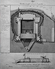 An 1836 plan of Fort Christiansværn, a historic building in Christiansted.