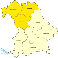 Die bayerischen Regierungsbezirke Unter-, Mittel- und Oberfranken