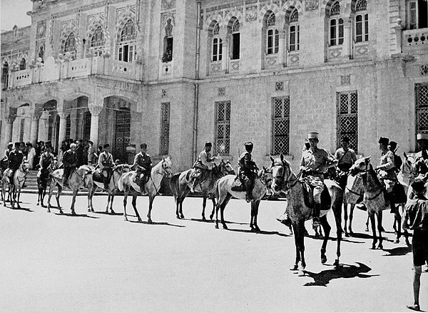 Colonel Philibert Collet's Circassian Cavalry outside the railway station at Damascus, 26 June 1941