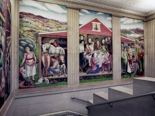 Fresco painting "Society Freed Through Justice," fifth floor stairway, Department of Justice, Washington, D.C LCCN2010720191.tif