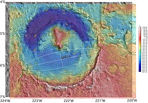 Топографічна карта Кратера Ґейла на Марсі
