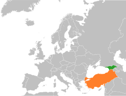 Mappa che indica l'ubicazione di Georgia e Turchia