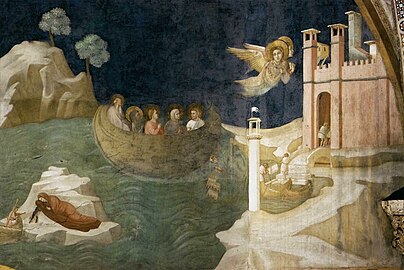 Giotto, La Maddalena approda a Marsiglia, affresco