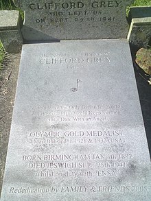 Grey's grave with a new horizontal gravestone added in 2005