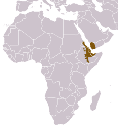 Área de distribución de Papio hamadryas.