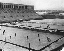 Ice hockey game at Harvard Stadium, 1910 Harvard Stadium - 1910 Hockey.jpg