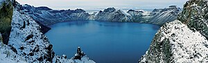 Heaven Lake, a volcanic crater lake at Changbai on the North Korea-China border Heaven Lake, Changbai.jpg