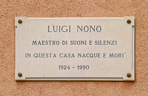 Home of Luigi Nono, Zattere al ponte Longo, Dorsoduro, Venice, Italy -Plaque.jpg