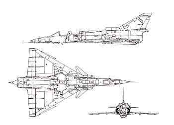 Orthographically projected diagram of the IAI Kfir