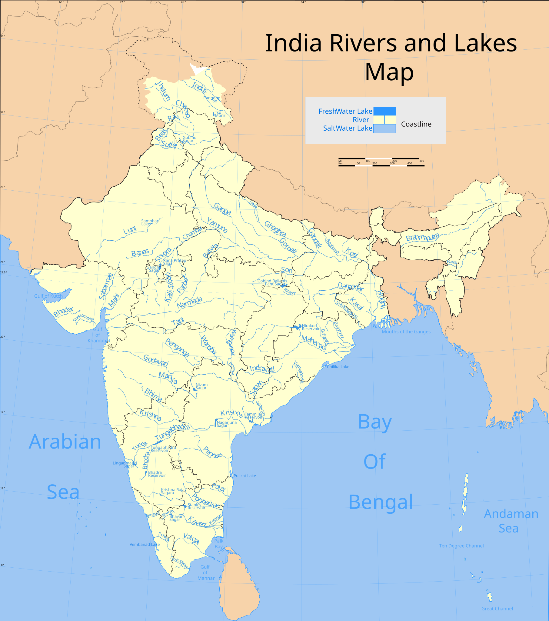 blank map of india with rivers and mountains