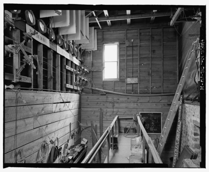 File:Interior of switch house addition looking southeast from raised catwalk. - Rock Creek Hydroelectric Project, Rock Creek, Baker County, OR HAER OR-121-14.tif