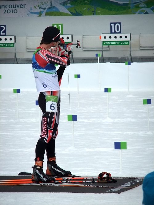 Jean Philippe Leguellec competes in biathlon.